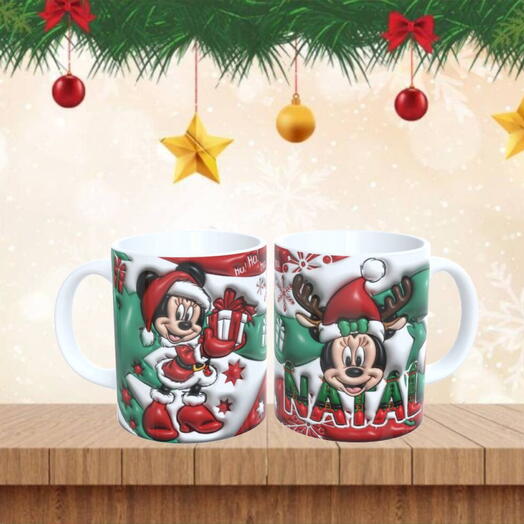 Caneca Natal - Presente Magico com Mickey e Minnie