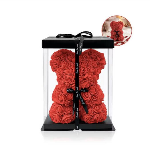 Urso de Rosas Artificiais com Embalagem Premium